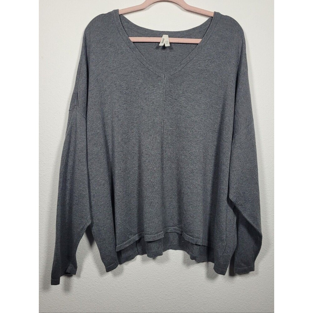 Pact 100% Organic Cotton Heather Grey V-Neck Knit Sweater Pullover Size XXXL